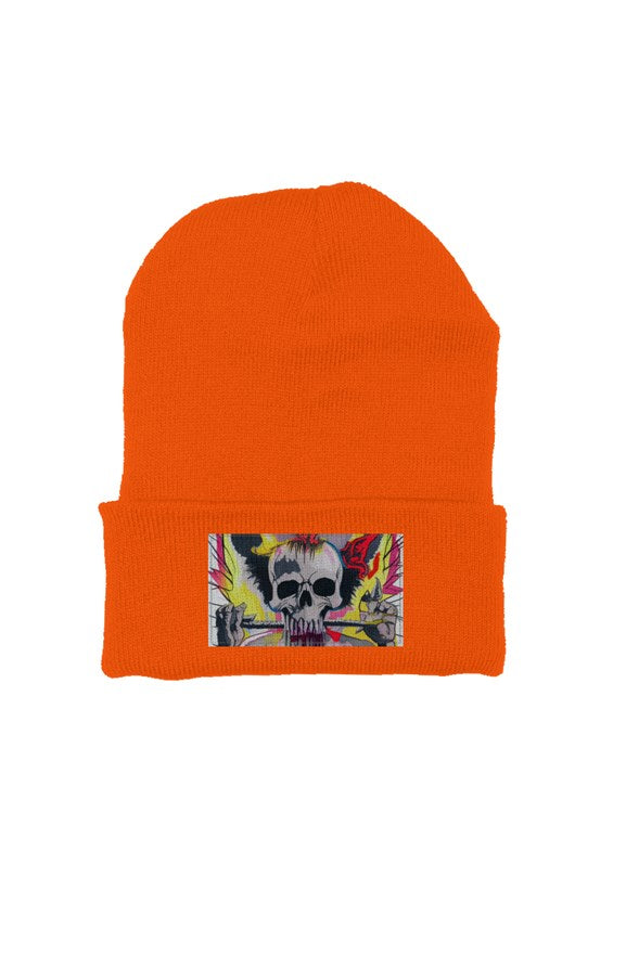 Painted Skull (orange )Beanie