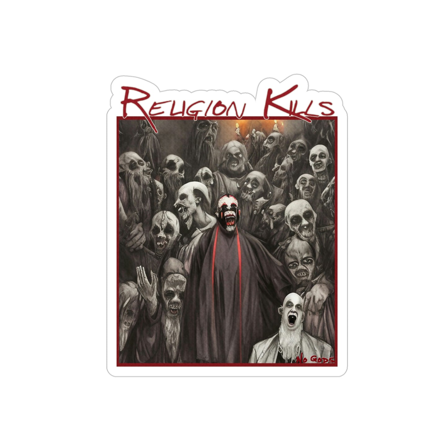 Religion Kills Die Cut Sticker, 1pc