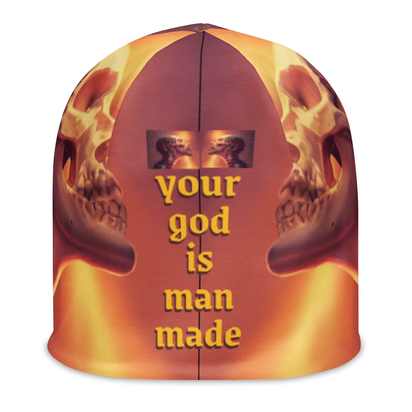 God is Man-Made All-Over Print Beanie