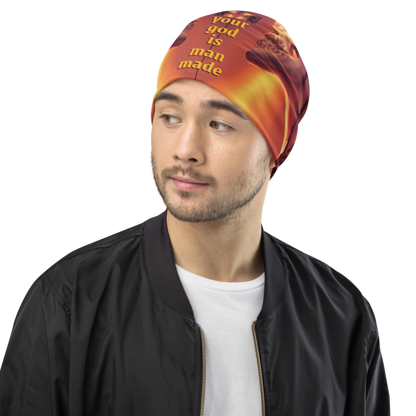 God is Man-Made All-Over Print Beanie